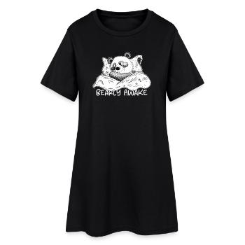 Panda Bear Sleeps With Saying Bearly Awake - Women’s T-Shirt Dress - black - Front