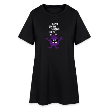 Monster happy spooky Halloween Zombie Trick Treat - Frauen T-Shirt-Kleid - Schwarz - Vorne