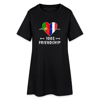 Portugal und Frankreich 100% Freundschaft - Frauen T-Shirt-Kleid - Schwarz - Vorne