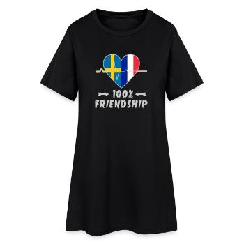 La Suède et la France, une amitié à 100 % - Robe T-shirt Femme - noir - Devant