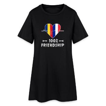 Rumänien und Frankreich 100% Freundschaft - Frauen T-Shirt-Kleid - Schwarz - Vorne