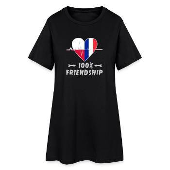Polen und Frankreich 100% Freundschaft - Frauen T-Shirt-Kleid - Schwarz - Vorne