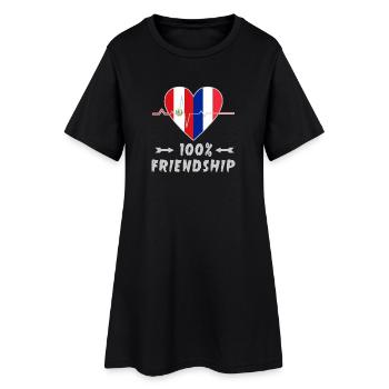 Peru and France 100% friendship - Women’s T-Shirt Dress - black - Front
