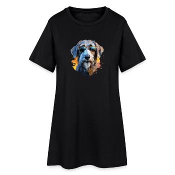 Lévrier avec lunettes de soleil - Robe T-shirt Femme - noir - Devant