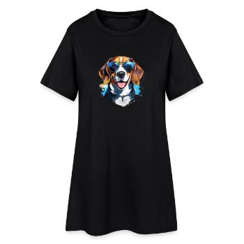 Beagle avec lunettes de soleil - Robe T-shirt Femme - noir - Devant