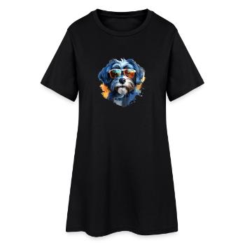 Bolonka Zwetna avec lunettes de soleil - Robe T-shirt Femme - noir - Devant