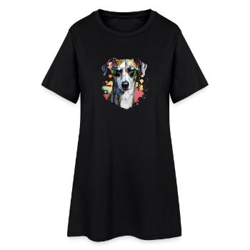Lévrier avec lunettes de soleil - Robe T-shirt Femme - noir - Devant