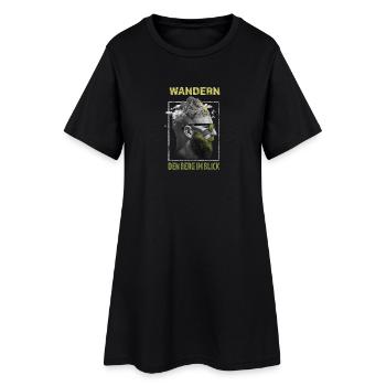Wandern - Den Berg im Blick - Frauen T-Shirt-Kleid - Schwarz - Vorne