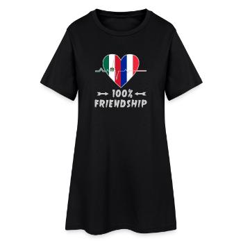 Mexiko und Frankreich 100% Freundschaft - Frauen T-Shirt-Kleid - Schwarz - Vorne