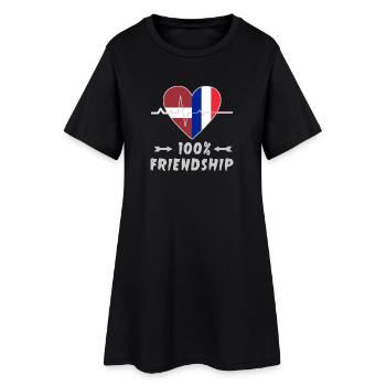 Lettland und Frankreich 100% Freundschaft - Frauen T-Shirt-Kleid - Schwarz - Vorne