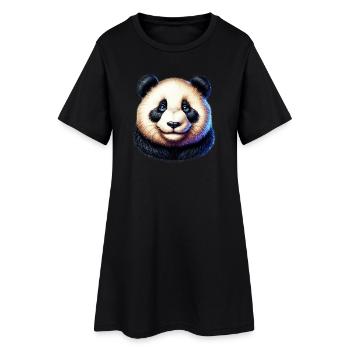 Panda - Frauen T-Shirt-Kleid - Schwarz - Vorne