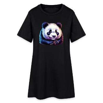 Panda - Frauen T-Shirt-Kleid - Schwarz - Vorne