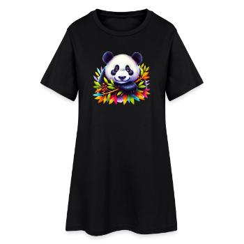 Panda - Frauen T-Shirt-Kleid - Schwarz - Vorne