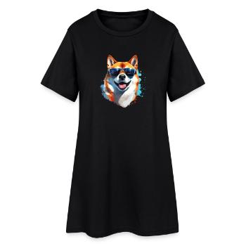 Shiba Inu avec lunettes de soleil - Robe T-shirt Femme - noir - Devant
