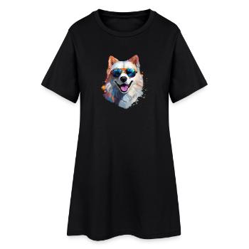 Samojede mit Sonnenbrille - Frauen T-Shirt-Kleid - Schwarz - Vorne