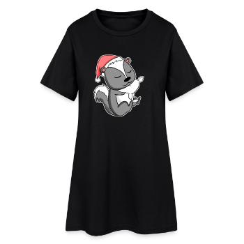 Skunk Mignon Fatigué Dormir À Noël - Robe T-shirt Femme - noir - Devant