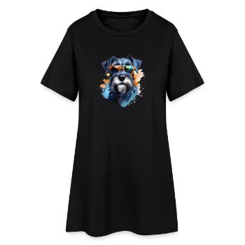 Schnauzer avec lunettes de soleil - Robe T-shirt Femme - noir - Devant