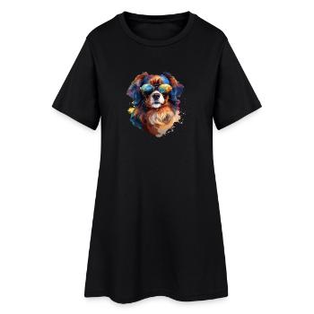 Épagneul tibétain avec lunettes de soleil - Robe T-shirt Femme - noir - Devant