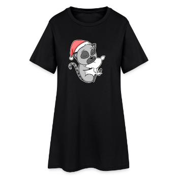 Lémuriens mignons fatigués dormant à Noël - Robe T-shirt Femme - noir - Devant