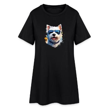 Westie avec lunettes de soleil - Robe T-shirt Femme - noir - Devant