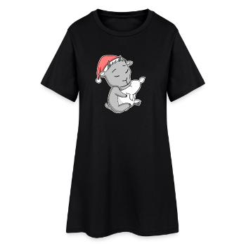 Chèvre mignonne fatiguée dormir à Noël - Robe T-shirt Femme - noir - Devant