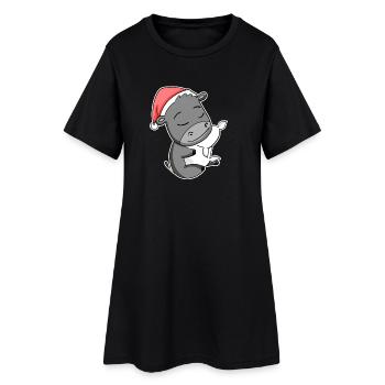 Âne mignon fatigué dormir à Noël - Robe T-shirt Femme - noir - Devant