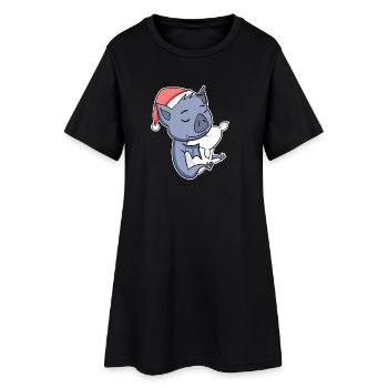 Chauve-souris mignonne fatiguée dormir à Noël - Robe T-shirt Femme - noir - Devant