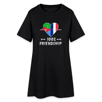 Eritrea und Frankreich 100% Freundschaft - Frauen T-Shirt-Kleid - Schwarz - Vorne