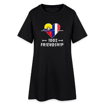 Ecuador und Frankreich 100% Freundschaft - Frauen T-Shirt-Kleid - Schwarz - Vorne