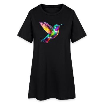 Kolibri - Frauen T-Shirt-Kleid - Schwarz - Vorne