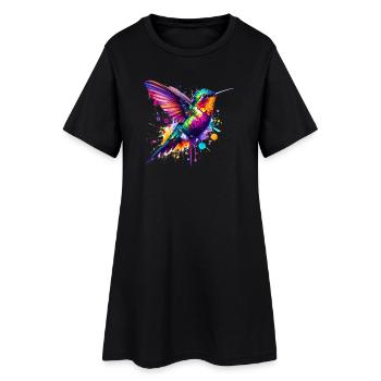 Kolibri - Frauen T-Shirt-Kleid - Schwarz - Vorne
