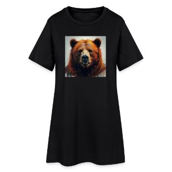 Orangener Bärenporträt Sprenkelkunst - Frauen T-Shirt-Kleid - Schwarz - Vorne