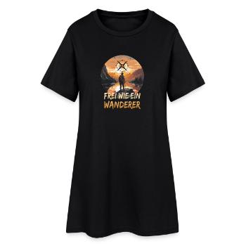 Frei wie ein Wanderer - Frauen T-Shirt-Kleid - Schwarz - Vorne