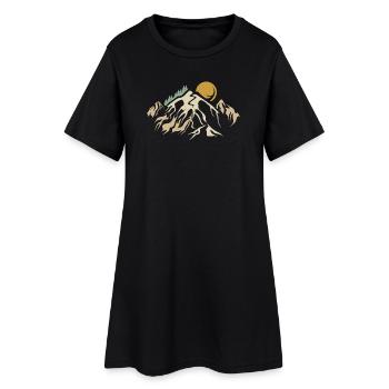 rétro montagnes paysage nature vintage randonnée en montagne - Robe T-shirt Femme - noir - Devant