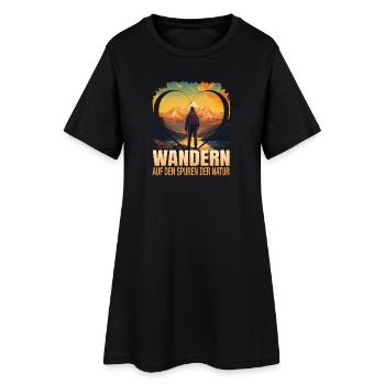 Wandern auf den Spuren der Natur - Frauen T-Shirt-Kleid - Schwarz - Vorne