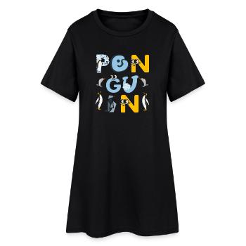 Penguin Friends Playful Typography - Women’s T-Shirt Dress - black - Front