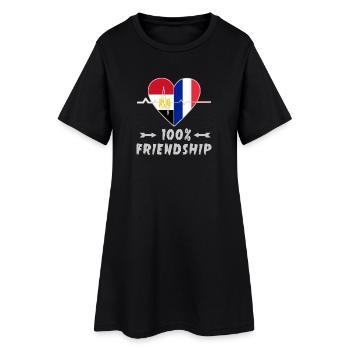 Ägypten und Frankreich 100% Freundschaft - Frauen T-Shirt-Kleid - Schwarz - Vorne