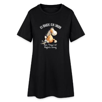 Pferd Einhorn Spruch Pferdefreunde - Frauen T-Shirt-Kleid - Schwarz - Vorne