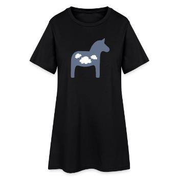 Dala Cheval Nuages Cheval De Noël Scandinave - Robe T-shirt Femme - noir - Devant