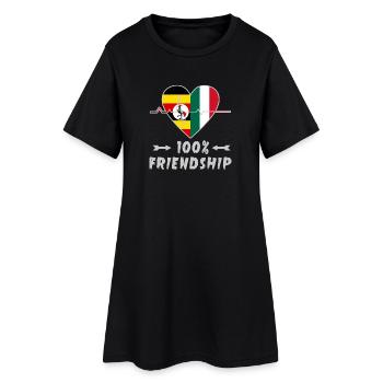 Uganda und Italien 100% Freundschaft - Frauen T-Shirt-Kleid - Schwarz - Vorne