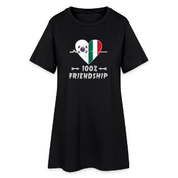 100 % amitié entre la Corée du Sud et l'Italie - Robe T-shirt Femme - noir - Devant