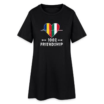 Rumänien und Italien 100% Freundschaft - Frauen T-Shirt-Kleid - Schwarz - Vorne