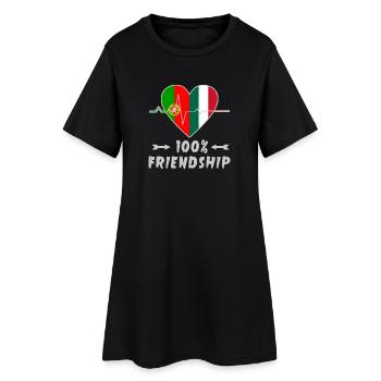100 % amitié entre le Portugal et l'Italie - Robe T-shirt Femme - noir - Devant