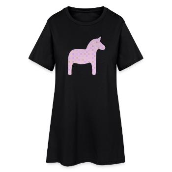 Dalapferd rosa Dots skandinavisch Schweden Deko - Frauen T-Shirt-Kleid - Schwarz - Vorne