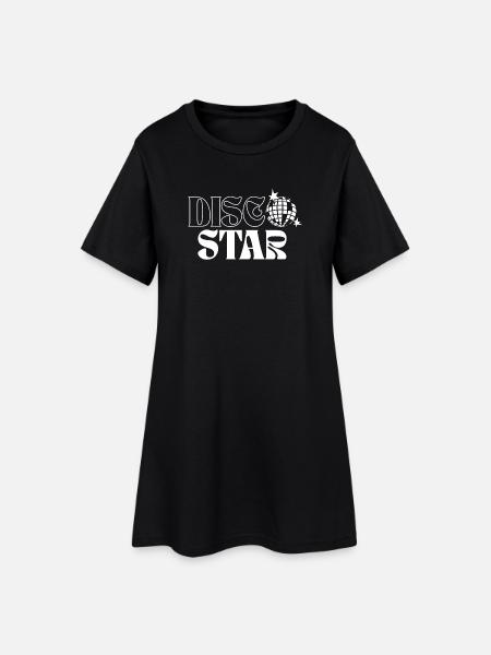 Motif d’étoiles disco rétro - Robe T-shirt Femme - noir
