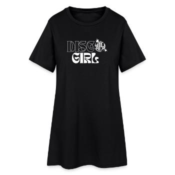 Retro Disco Girl Vinyl Design - Women’s T-Shirt Dress - black - Front