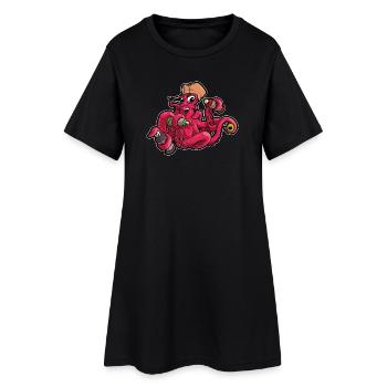 Graffiti Krake mit Spraydosen Cartoon - Frauen T-Shirt-Kleid - Schwarz - Vorne