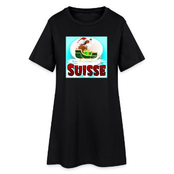 Chien Saint-Bernard Suisse Noël - Robe T-shirt Femme - noir - Devant