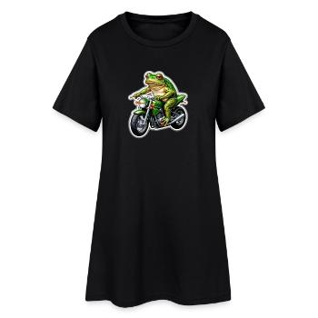 Frog on motorcycle - Women’s T-Shirt Dress - black - Front