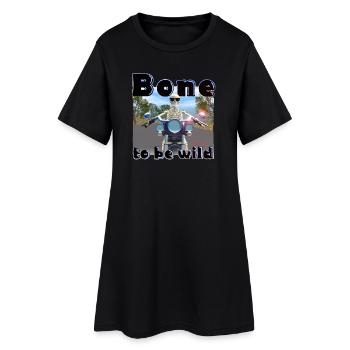 Skeleton on a motorcycle - Bone to be wild - Women’s T-Shirt Dress - black - Front